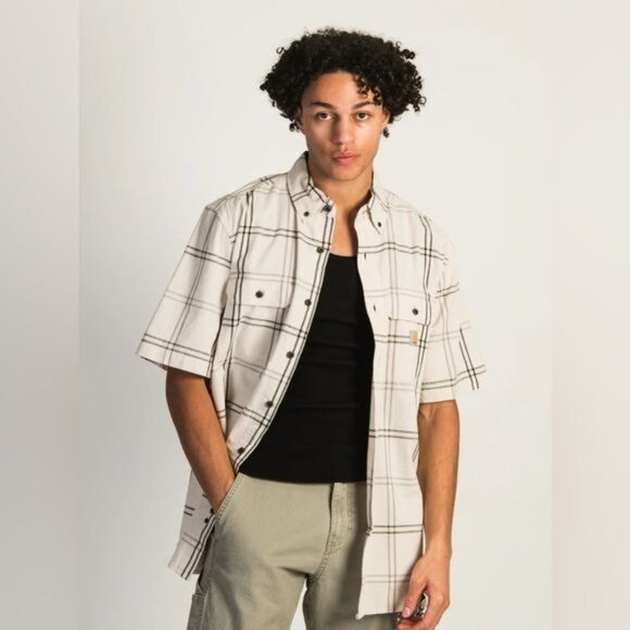 Carhartt Men's Loose Fit Midweight Short-Sleeve Plaid Shirt Size M - Picture 3 of 15